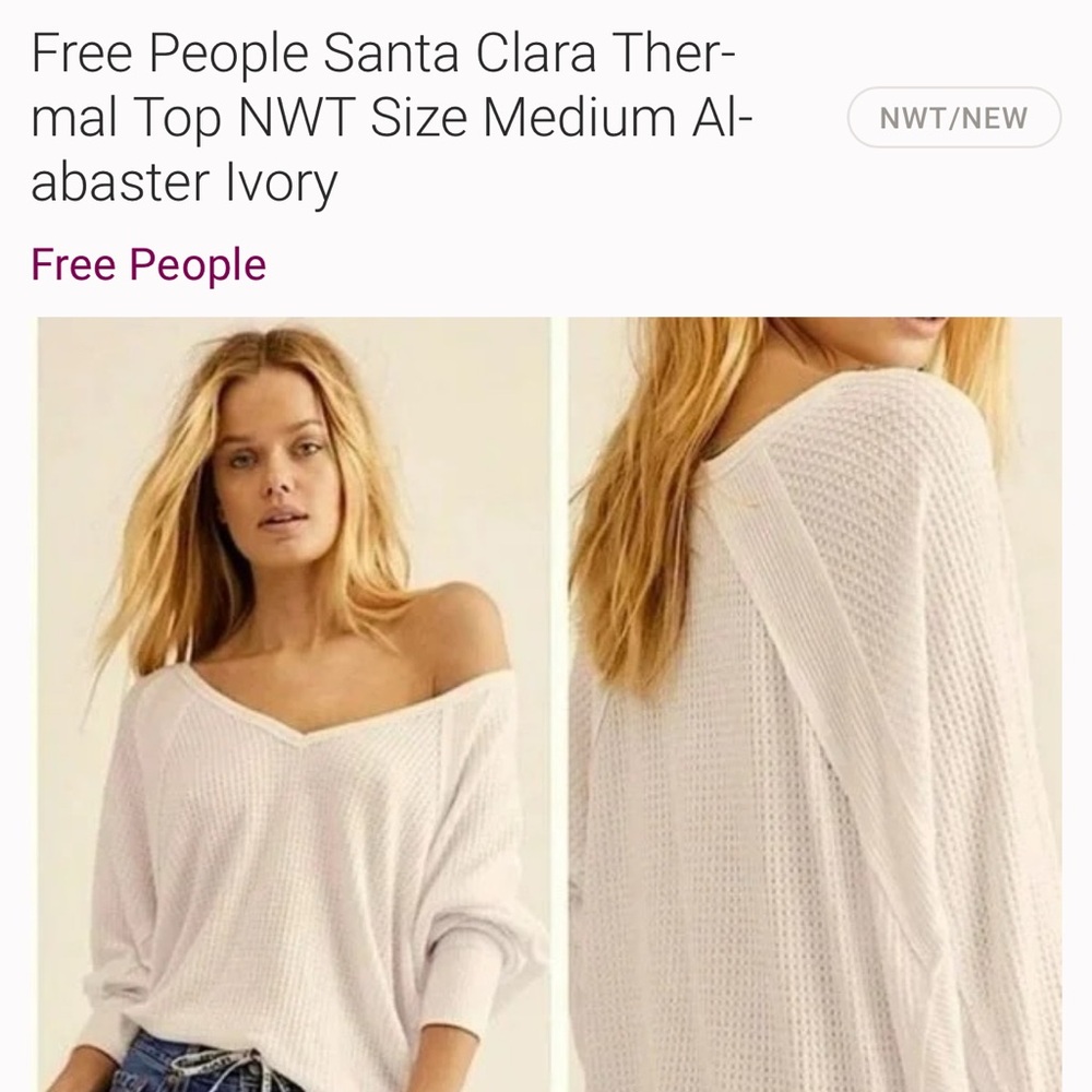 We The Free Free People Off-Shoulder Ivory Sweater